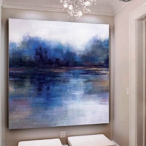 Large Abstract Painting on Canvas / Blue Painting / Seascape Painting / Oversize Painting / Sunset Painting / Ocean Painting / Oil Painting