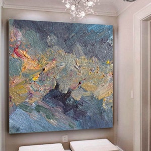 Large Canvas Painting / Oversize Painting / Blue Painting / Landscape Painting / Sunset Painting / Ocean Painting / Oil Abstract Painting