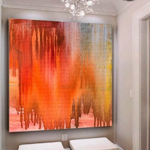 Oranje schilderij / Groot origineel abstract olieverfschilderij / Oranje muurkunst / Extra grote muurkunst / Oversized olieverfschilderij / Hedendaagse kunst