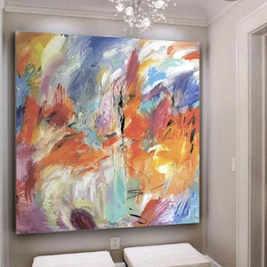 Large Painting / Original Oversize Painting / Colorful Painting / Extra Large Wall Art / Orange Painting / Abstract Canvas Painting