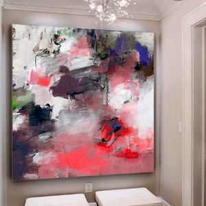 Abstract Painting Original Large Oversize Painting / Gray Painting / Beige Painting / Pink Painting / Canvas Painting / Original Room Art