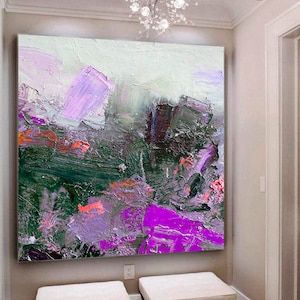 Large Abstract Painting on Canvas / Landscape Painting / Seascape Painting / Oversize Painting / Purple Painting / Ocean Painting