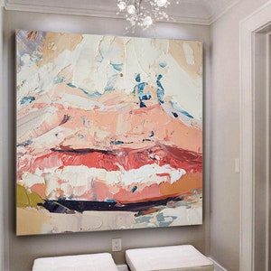 Lips Abstract Painting Large Abstract Acrylic Painting on Canvas Extra ...