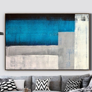 Blue Gray White Painting / Large Original Abstract Oil Painting / Contemporary Art / Hand-painted Large Wall Art / Extra Large Wall Art