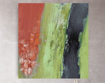 Large Oil Painting On Canvas Green Painting Red Painting Artwork Original Acrylic Painting On Canvas Wall Painting For Living Room
