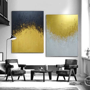 Set of Paintings / Large Original Abstract Gold Painting / Hand-painted Large Wall Art Decor/ Extra Large Gold Paintings / Large Canvas Art image 1