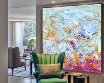 Blue Sky Painting / Purple Painting / Large Original Abstract Painting / Acrylic Painting / Extra Large Wall Art / Oversized Painting