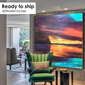 Landscape Painting / Large Original Abstract Oil Painting / Colorful Acrylic Canvas Art / Oversize Oil Painting / Extra Large Wall Art