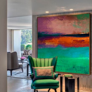 Large Abstract Painting on Canvas / Landscape Painting / Seascape Painting / Oversize Painting / Sunset Painting / Ocean Painting