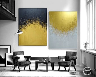 Set of Paintings / Large Original Abstract Gold Painting / Hand-painted Large Wall Art Decor/ Extra Large Gold Paintings / Large Canvas Art