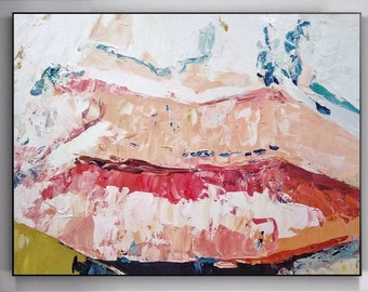 Lips Abstract Painting Large Abstract Acrylic Painting On Canvas Extra Large Fine Art Abstract Large Modern Art Modern Artwork Painting