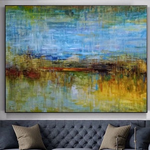 Large Oil Painting On Canvas Blue Painting Gray Painting Artwork Original Acrylic Painting On Canvas Wall Painting For Living Room