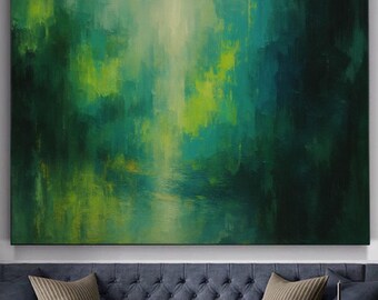 大きな抽象的な山の絵画 カラフルなアクリル画 モダンなテクスチャの