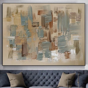 Large Oil Painting On Canvas Beige Painting Gray Painting Artwork Original Acrylic Painting On Canvas Wall Painting For Living Room