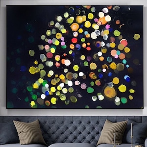 Christmas Tree On Canvas Christmas Gift Christmas Decor Night Colorful Canvas Oil Painting Original Modern Abstract Living Room Decor