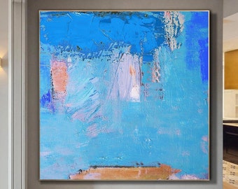 Pintura azul / Pintura de paisaje marino / Pintura abstracta original grande / Pintura de paisaje / Pintura de atardecer / Pintura del océano / Pintura al óleo