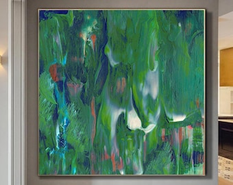 Abstract Painting / Green Landscape Painting / Large Original Abstract Oil Painting / Extra Large Wall Art / Oversize Oil Painting Modern