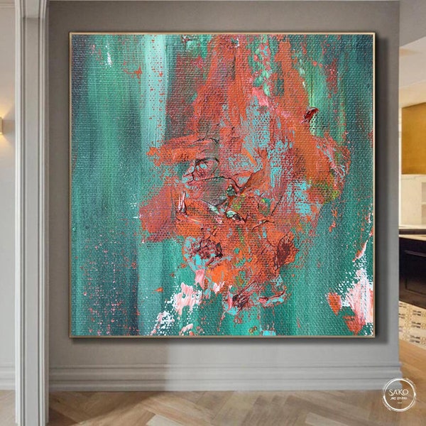 Pintura de paisaje / Pintura al óleo abstracta original de gran tamaño / Arte de lienzo acrílico colorido / Pintura al óleo de gran tamaño / Arte de pared extragrande