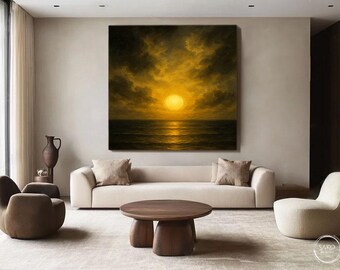 Sunset painting / Extra Large Wall Art / Abstract Painting / Seascape Painting / Large Canvas Art / Paintings On Canvas / Oil Painting