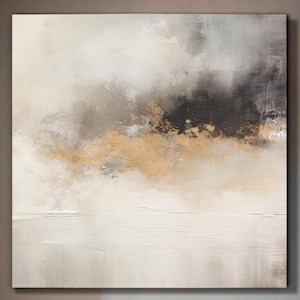 Landscape Gray Painting / Large Original Abstract Oil Painting / Black Gray Acrylic Canvas Art / Oversize Oil Painting Extra Large Wall Art