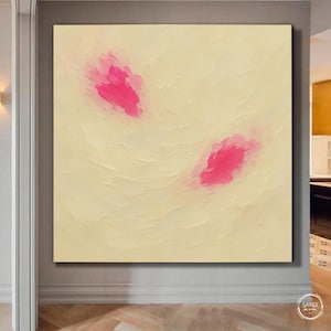 Minimalist Abstract Canvas Art - Beige and Pink Modern Painting Textured Acrylic Wall Art Large Contemporary Home Decor - SAKO Art Studio