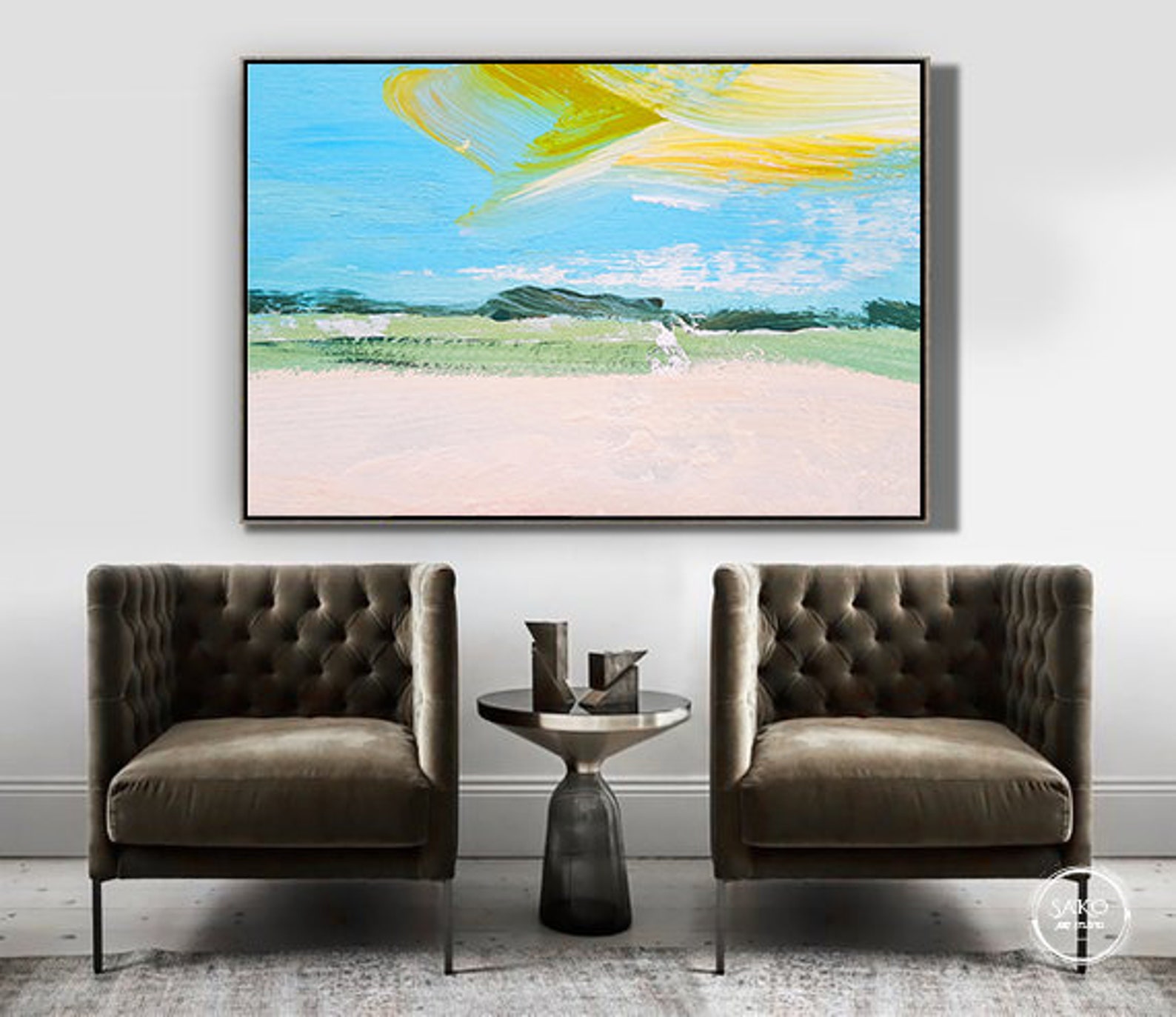 Sunset Painting / Large Original Abstract Oil Painting / Colorful ...
