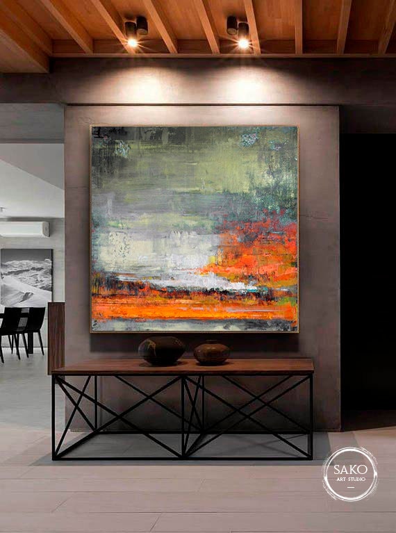 Sunset Painting / Large Original Abstract Oil Painting / Colorful ...
