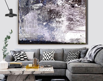 Black White Painting / Extra Large Wall Art / Abstract Painting / Contemporary Art / Hand-painted Large Canvas Painting / Black White Art