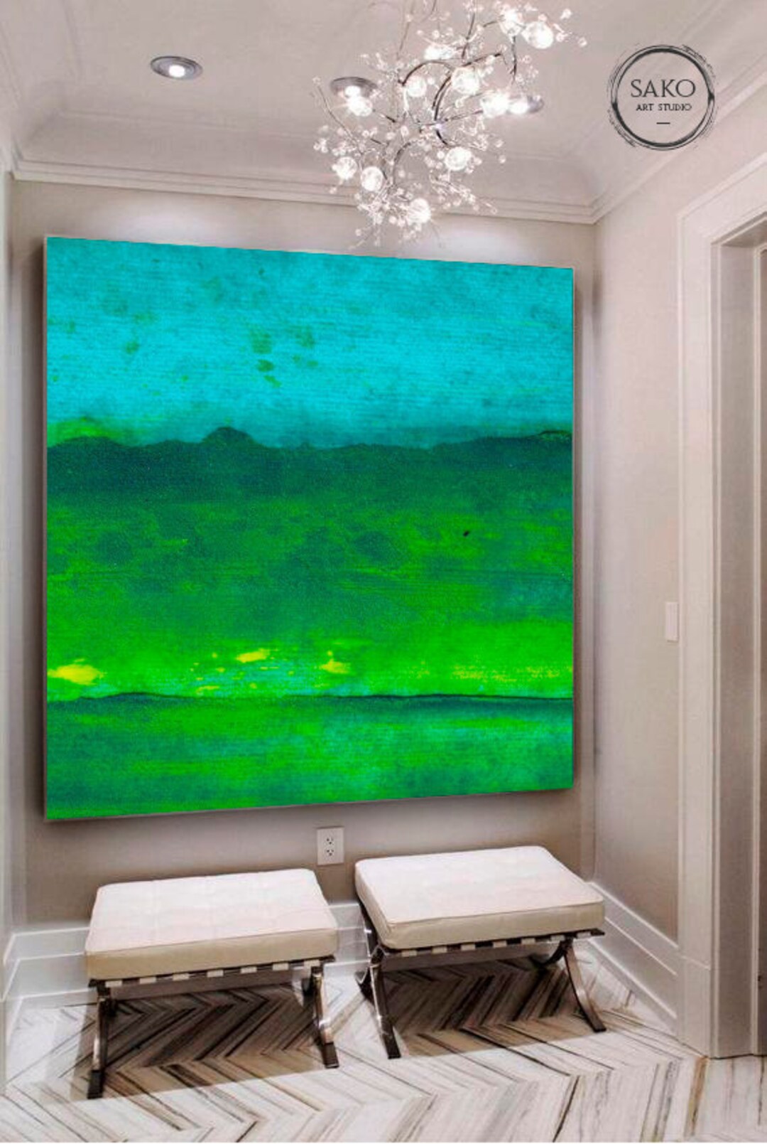 Green Painting / Landscape Painting / Large Original Abstract Oil ...