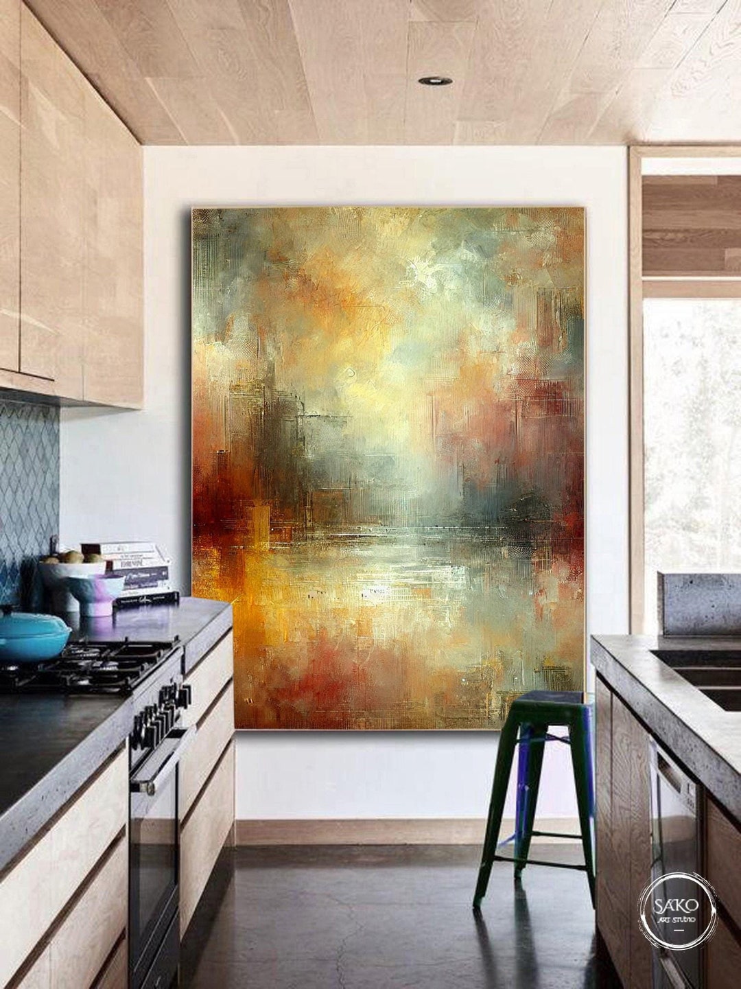 Large Original Landscape Abstract Oil Painting Contemporary Art Hand ...
