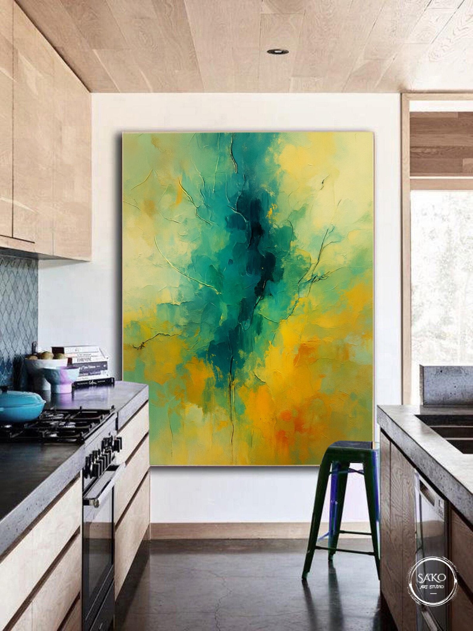 Large Painting on Canvas Original Wall Art Green Painting Miracle ...
