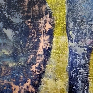 Modern Abstract Oil Painting Oversized Abstract Painting On Canvas Textured Blue Gold Painting Original Abstract Space Art Office Decor image 5