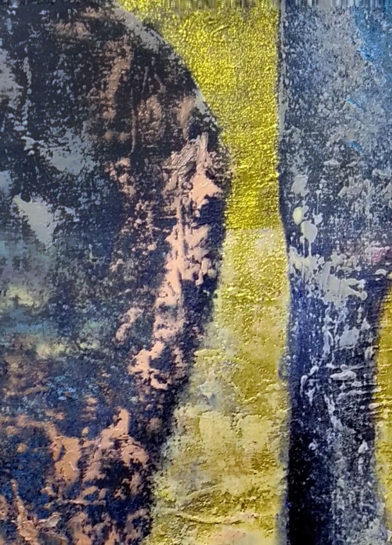 Modern Abstract Oil Painting Oversized Abstract Painting On Canvas Textured Blue Gold Painting Original Abstract Space Art Office Decor image 5
