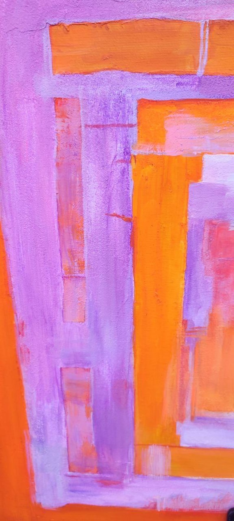 Large Original Labyrinth Abstract Oil Painting / Pink Orange Labyrinth Painting / Colorful Acrylic Canvas Art / Labyrinth Art Decor image 6