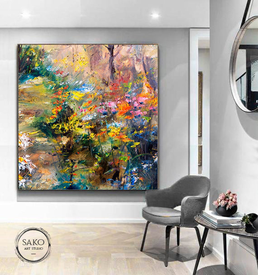 Blooming Garden Painting Oversize Abstract Painting Etsy