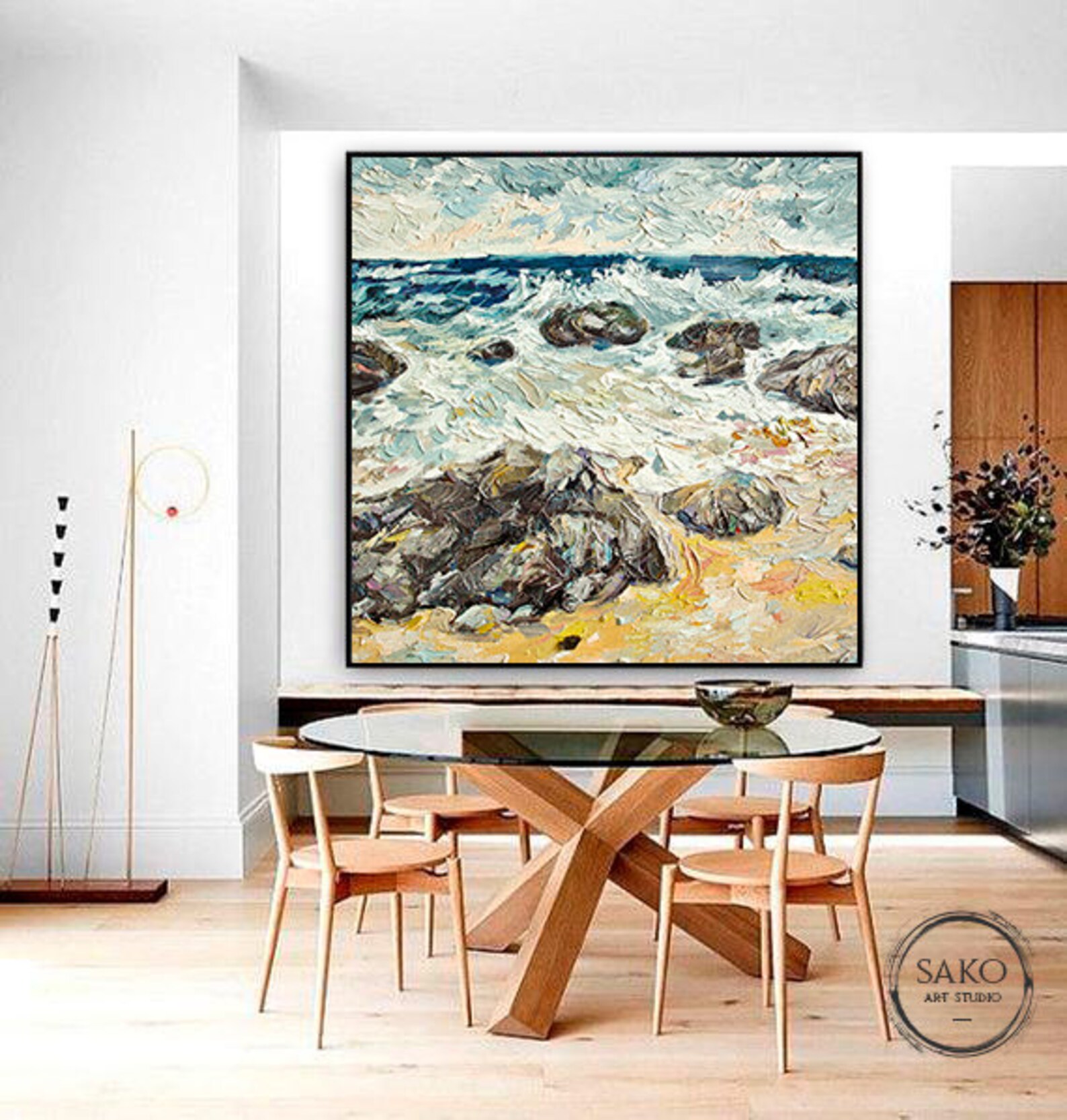 Beach Painting / Marine Wall Art / Handpainted Large Wall Art Etsy