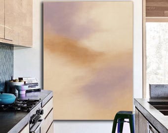Pintura sobre lienzo grande / Pintura de gran tamaño / Pintura beige / Pintura de paisaje / Pintura moderna / Pintura de oficina / Pintura abstracta al óleo