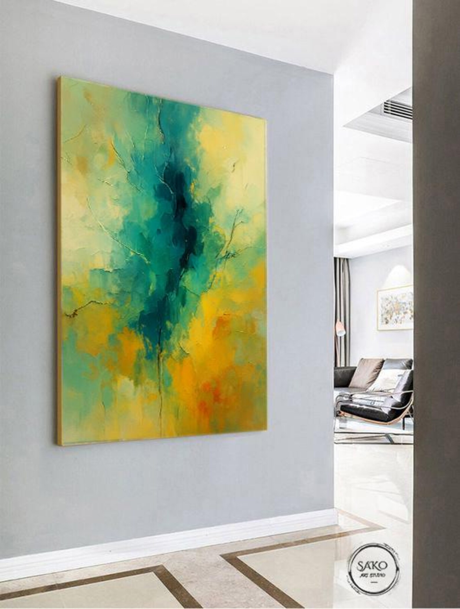 Large Painting on Canvas Original Wall Art Green Painting Miracle ...