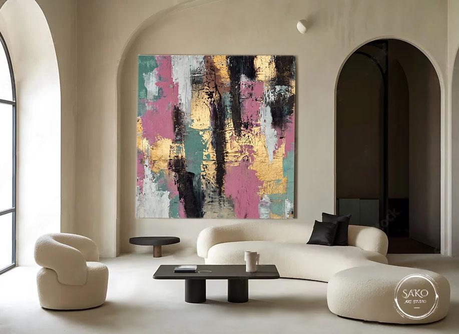 Abstract Gold Leaf Painting Extra Large Wall Art Abstract Acrylic Paintings On Canvas Contemporary Art Wall Painting For Living Room