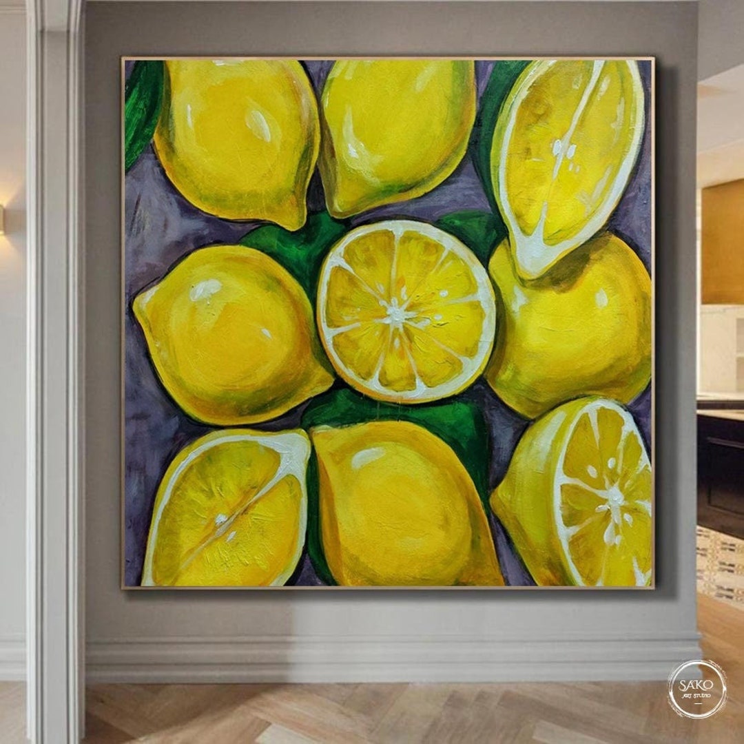 Lemons Painting on Canvas Original, Original Art, Citron Painting