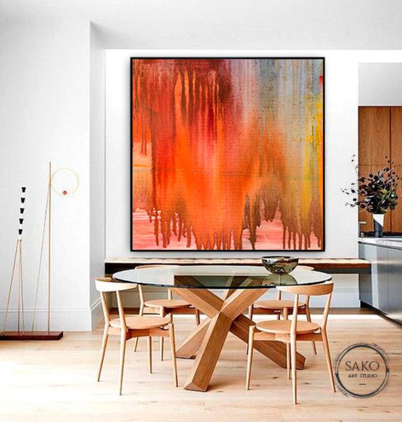 Orange Painting / Large Original Abstract Oil Painting / Orange Wall ...