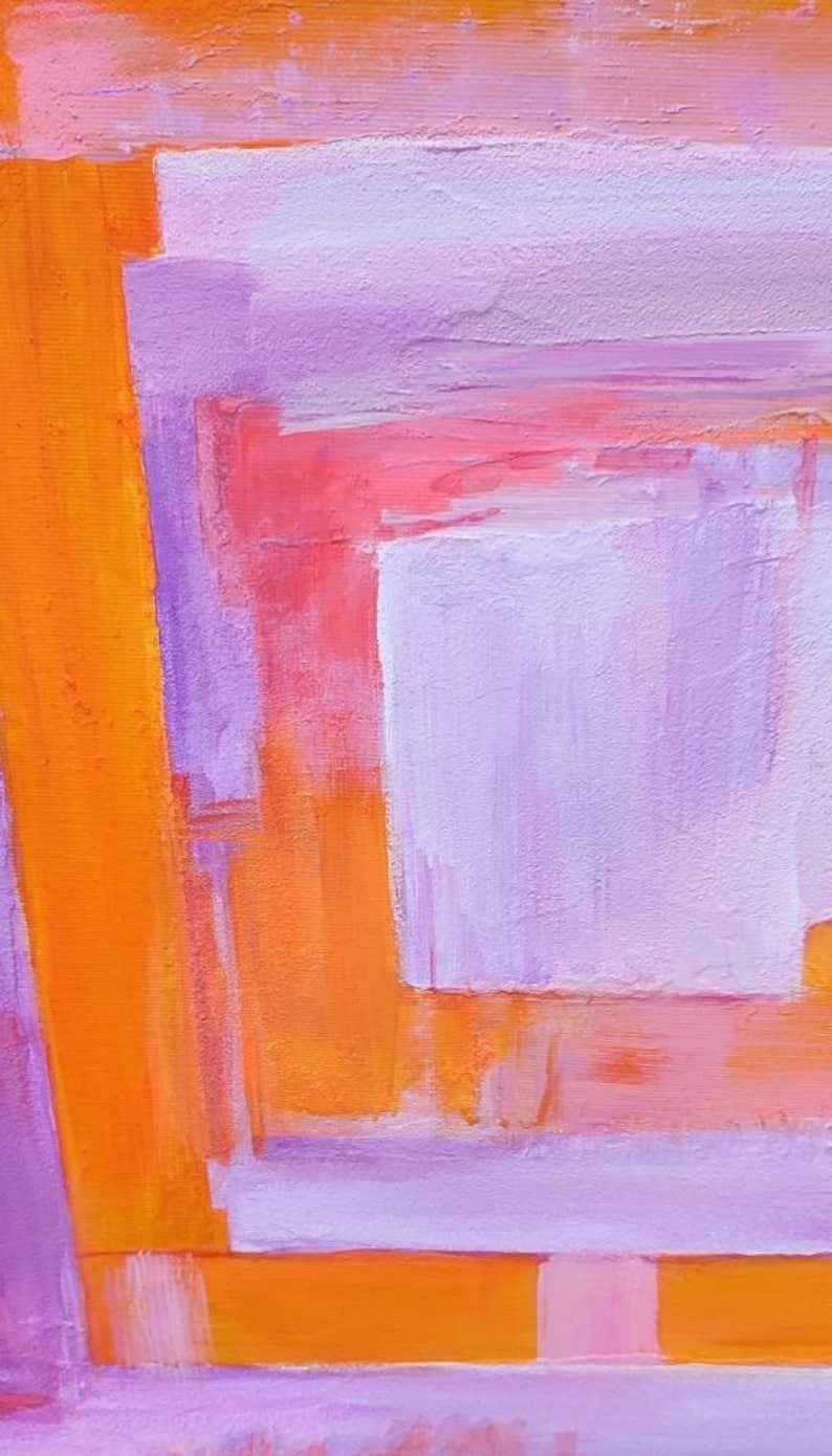 Large Original Labyrinth Abstract Oil Painting / Pink Orange Labyrinth Painting / Colorful Acrylic Canvas Art / Labyrinth Art Decor image 7