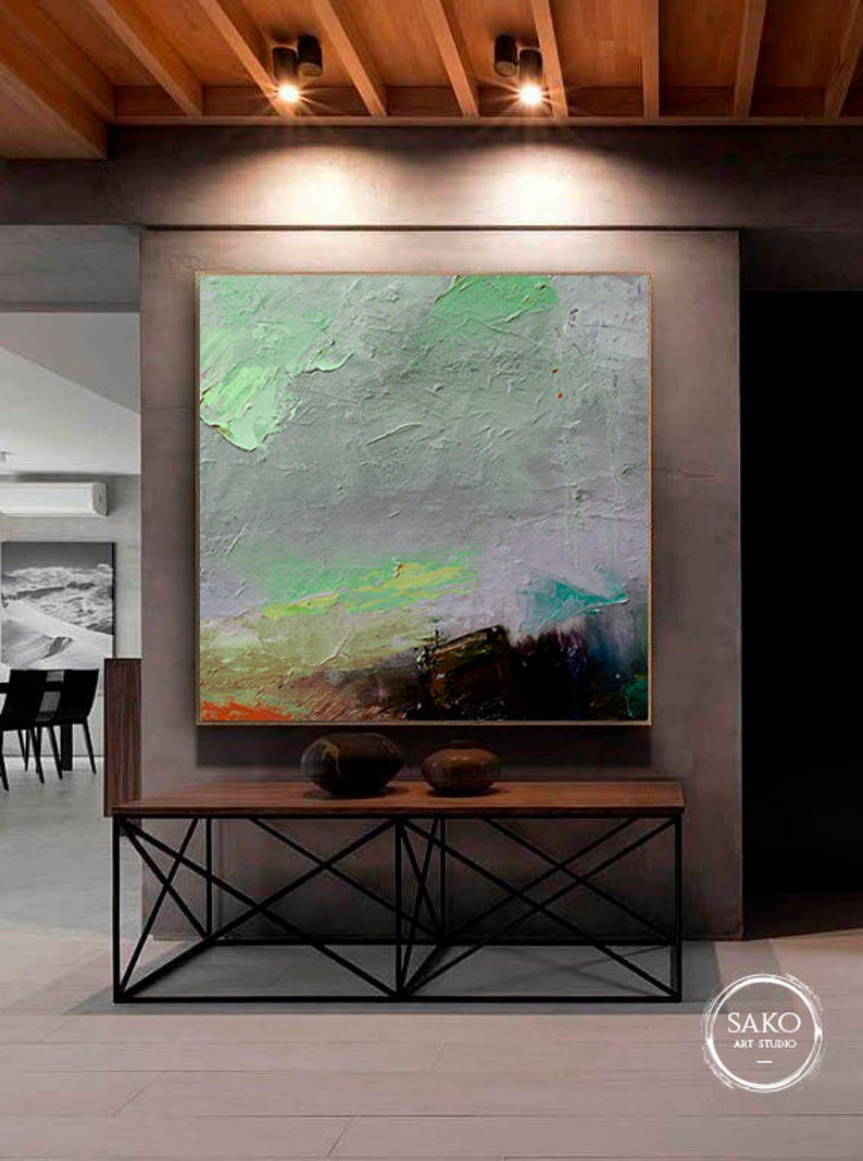 Large Painting on Canvas Original Wall Art Black Painting Gray Painting ...
