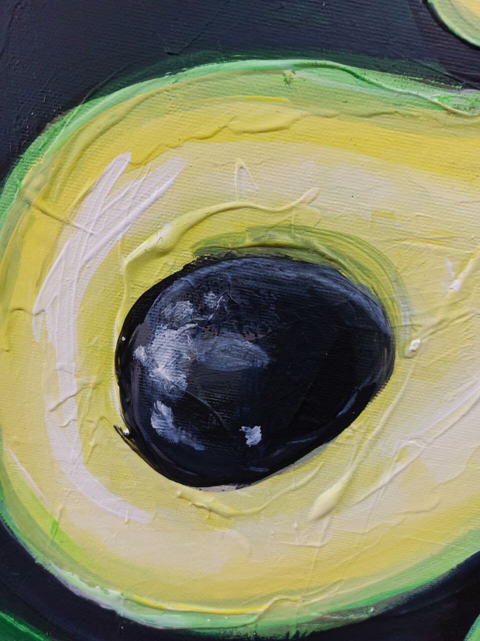 アボカドの絵画 オリジナル油絵 食べ物の絵画 アボカドの壁アート