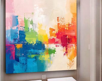 大きなオリジナル抽象油絵 / 現代アート / 手描きの大きな壁アート装飾