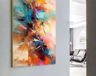 大きなオリジナル抽象油絵 / 現代アート / 手描きの大きな壁アート装飾