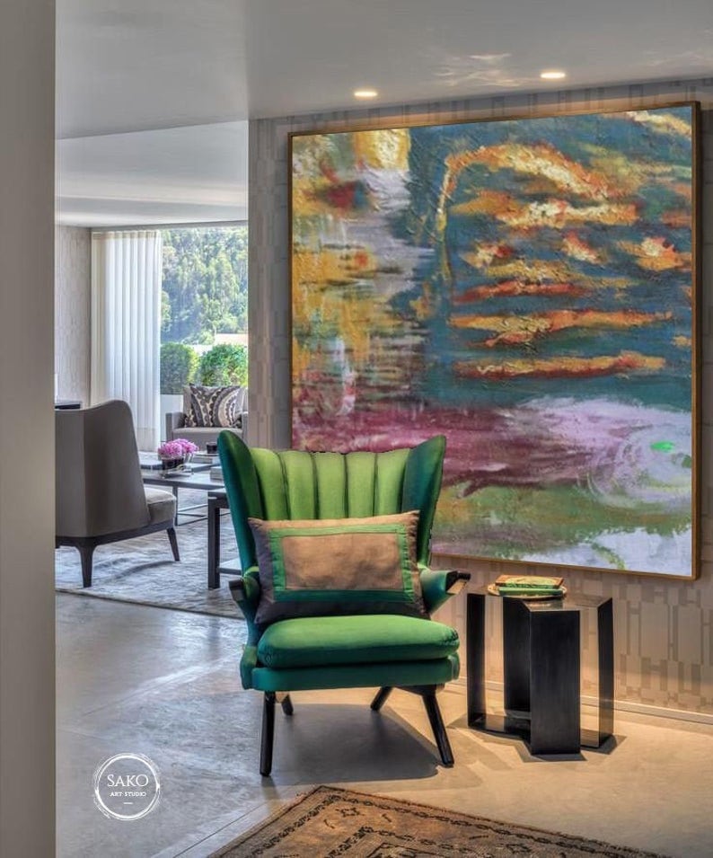 Pintura De Paisaje Pintura Al óleo Abstracta Original Grande Etsy