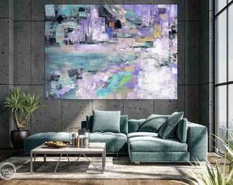 Gray Light Blue Painting Abstract Art Large Modern Art Original Artwork Acrylic Painting Contemporary Art For Living Room Home Decor
