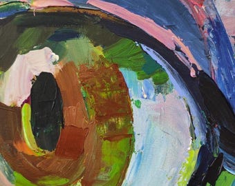 カラフルな抽象的な目の絵画 - キャンバスのアクリルアート - 鮮やかな