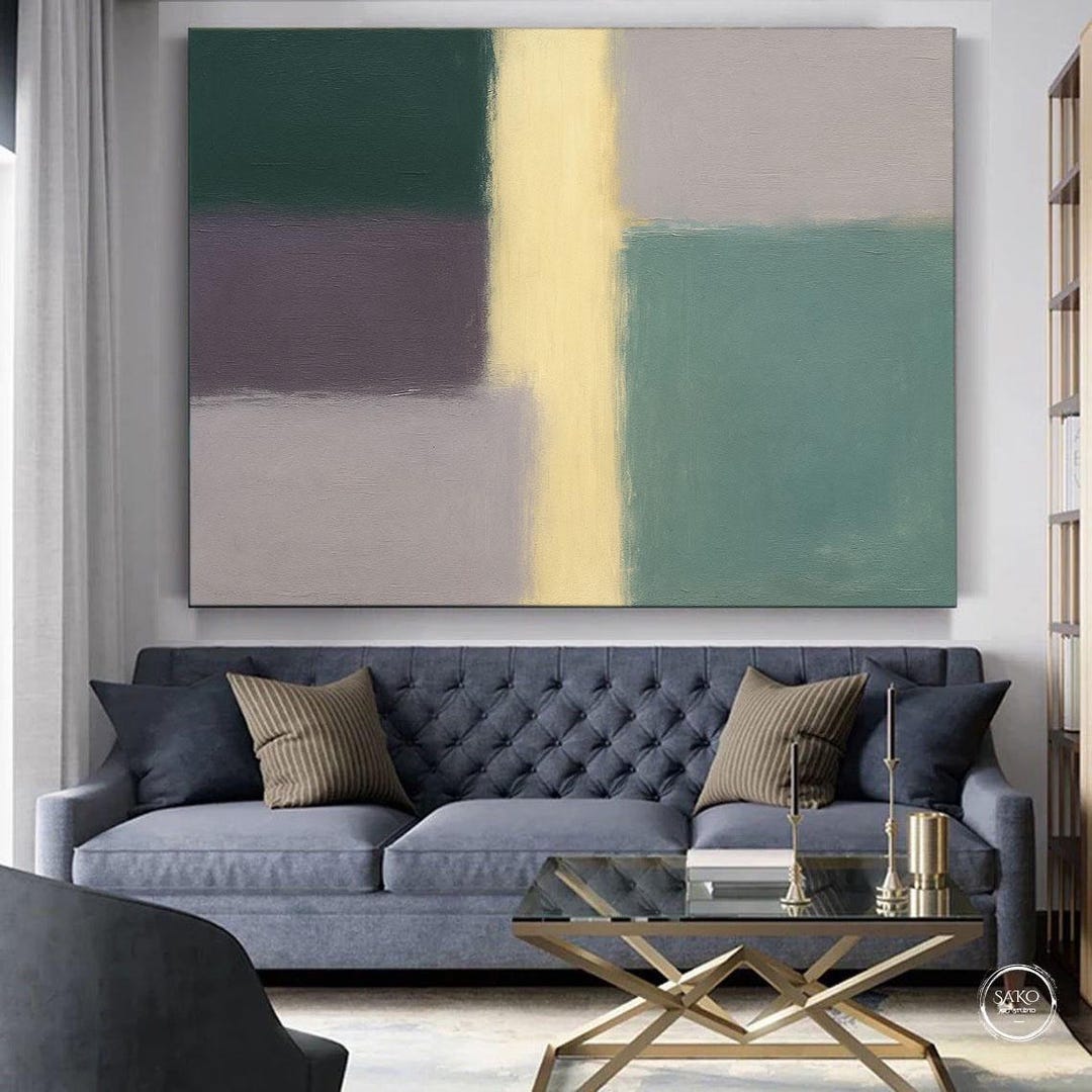 Large Abstract Geometric Painting Modern Acrylic Canvas Art - Etsy